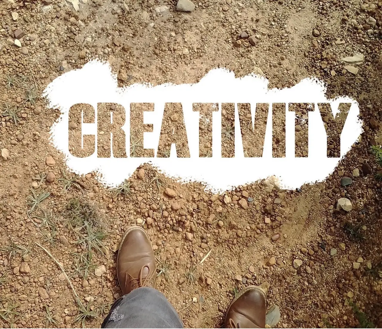 The word CREATIVITY written in the earth